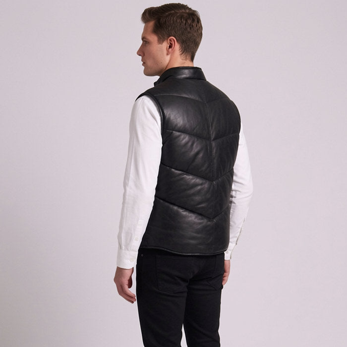 Men's Leather Puffer Waist Coat