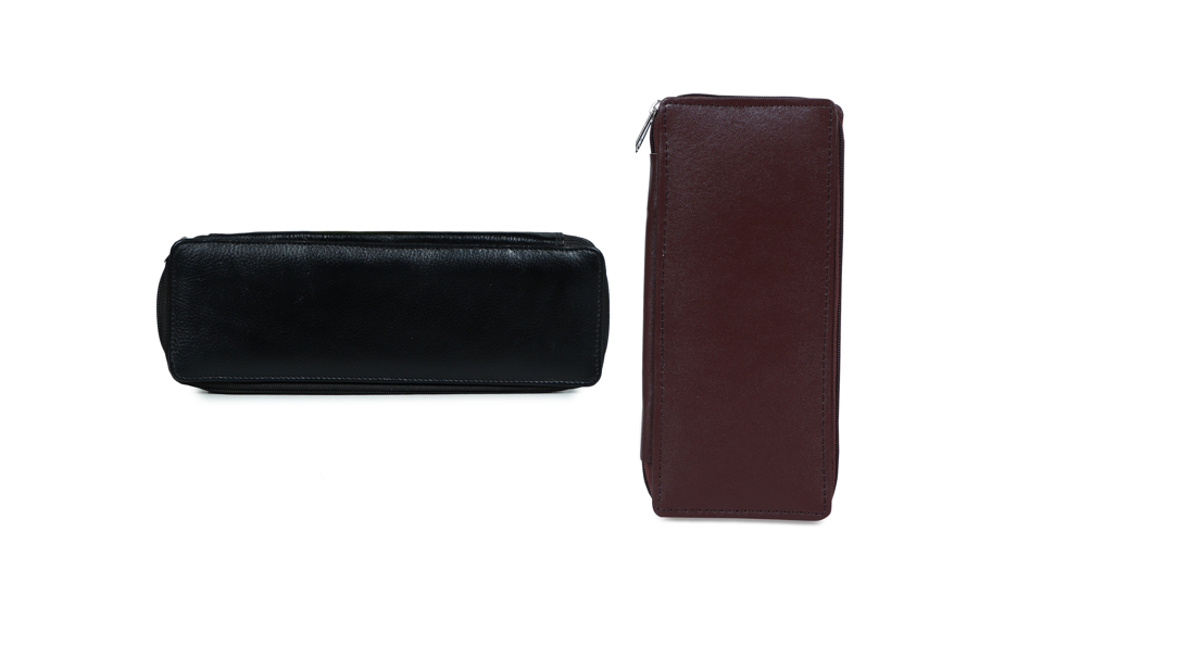 Long Key Holder Pouch Build up in Premium Genuine Leather-42412 Black::Brown