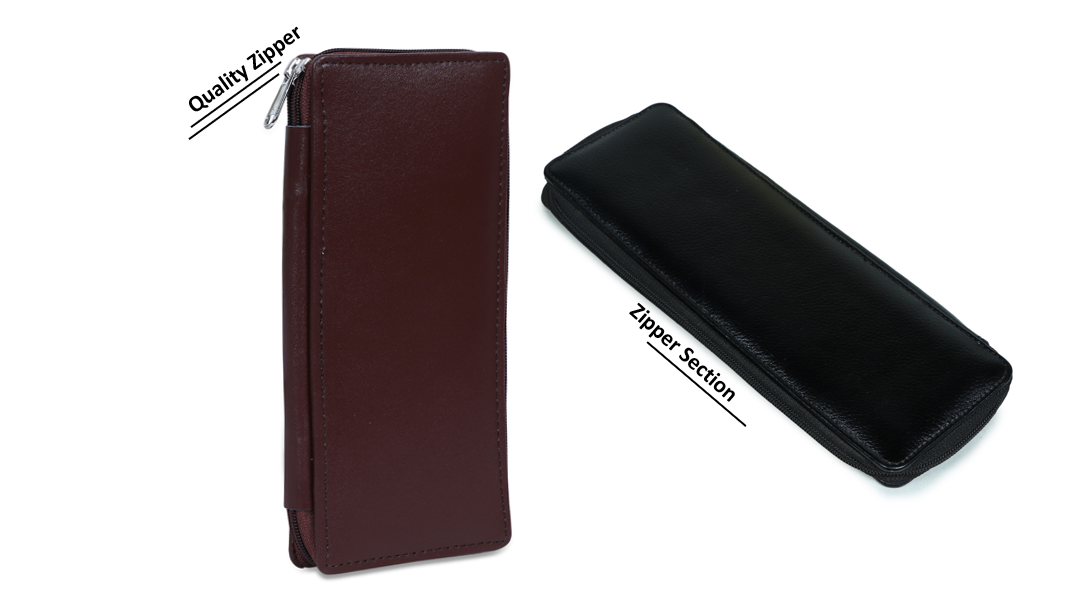 Long Key Holder Pouch Build up in Premium Genuine Leather-42412 Black::Brown