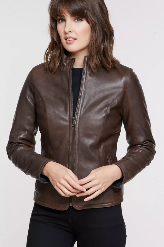 Kayla Reversible Goatskin Suede Leather Jacket