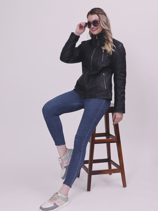 Valkyrie  Genuine Leather Jacket - Black